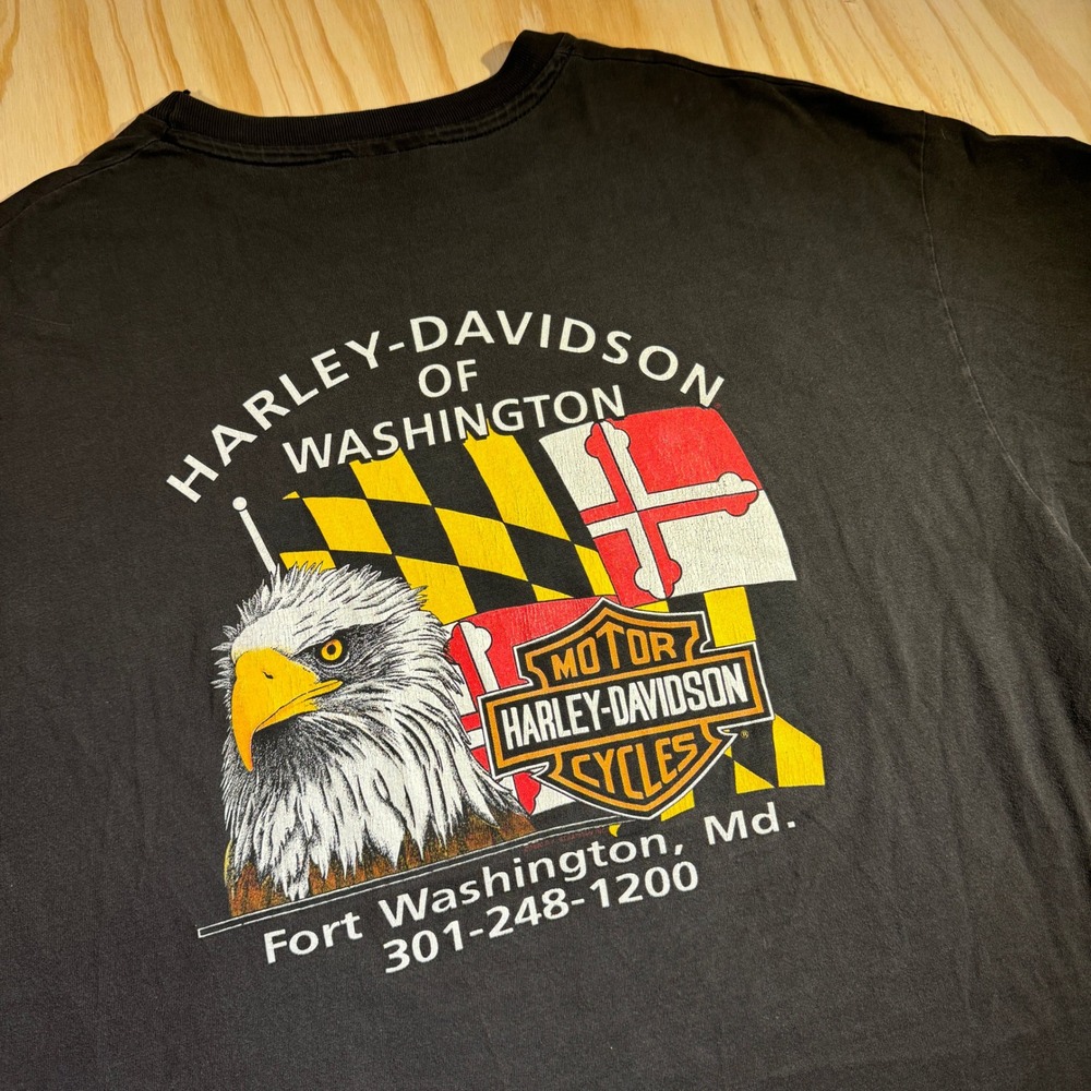 Harley-Davidson Men's Vintage Washington Md Eagle Tee Black Hanes Beefy-T XXL